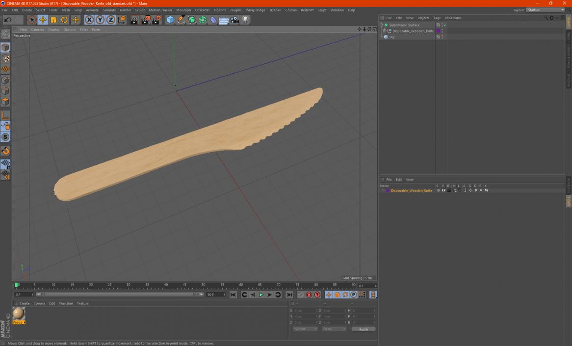 3D Disposable Wooden Knife model