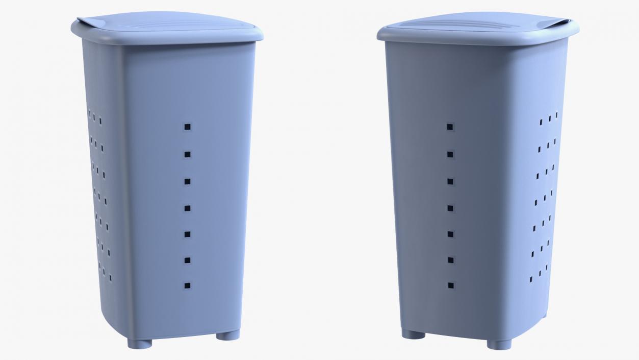 Plastic Laundry Basket Blue 3D