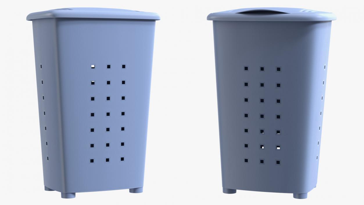 Plastic Laundry Basket Blue 3D