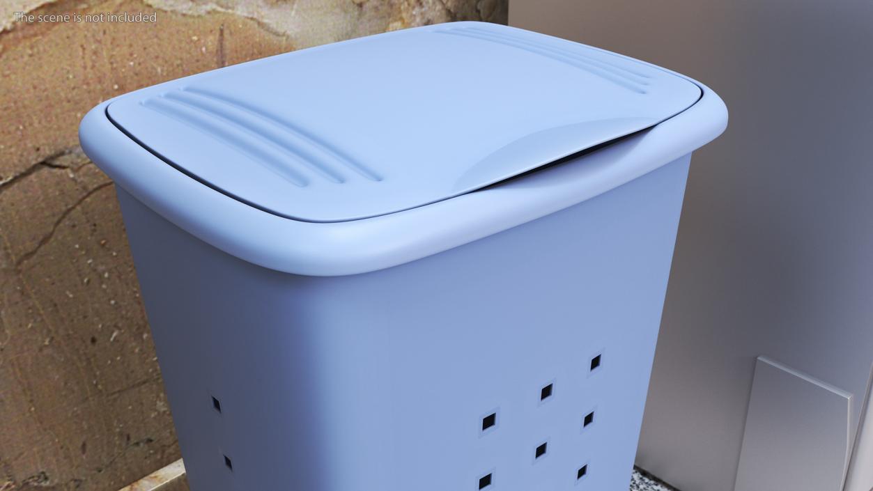 Plastic Laundry Basket Blue 3D