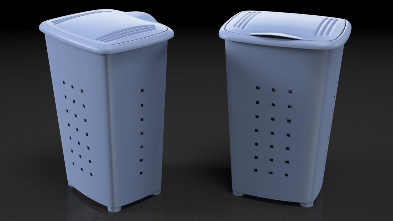 Plastic Laundry Basket Blue 3D