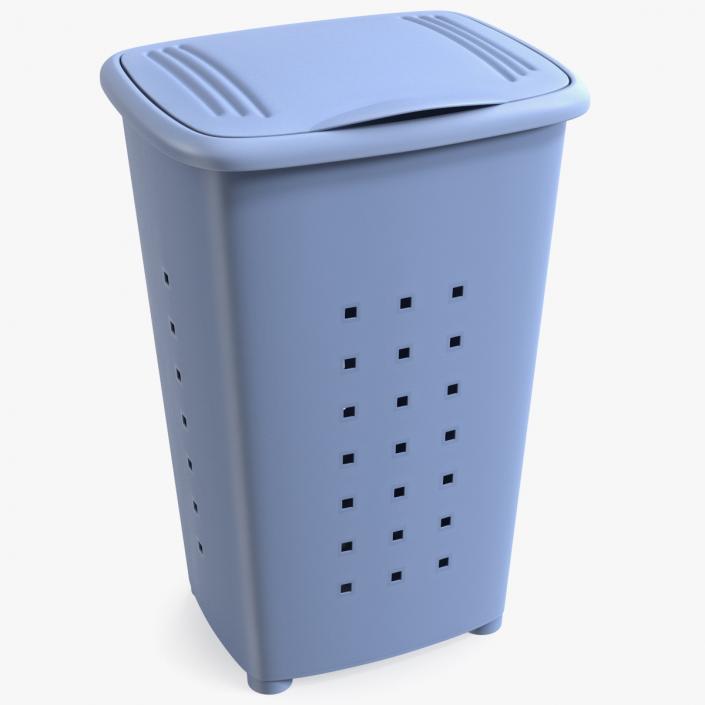 Plastic Laundry Basket Blue 3D