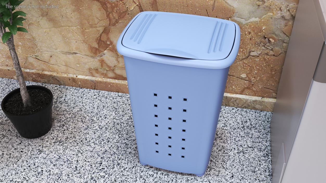 Plastic Laundry Basket Blue 3D