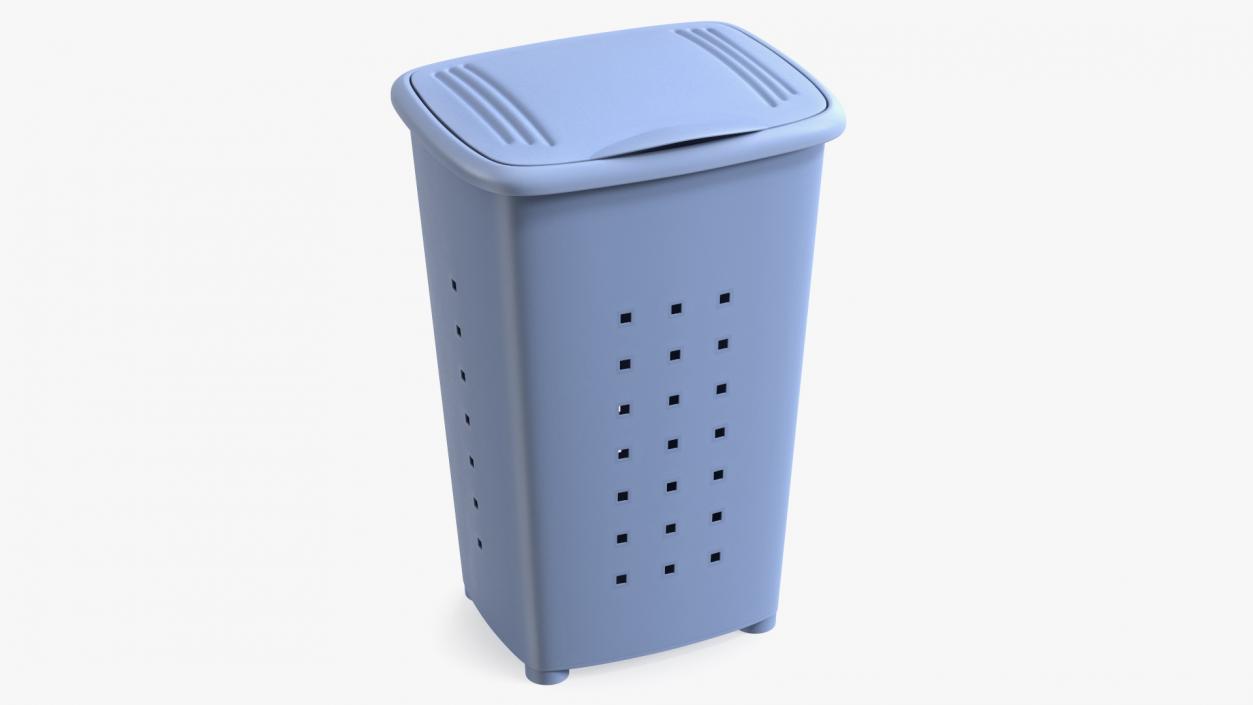 Plastic Laundry Basket Blue 3D