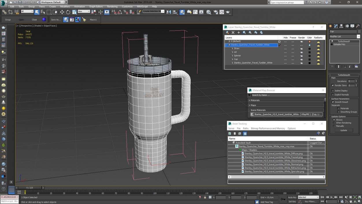 Stanley Quencher Travel Tumbler White 2 3D model