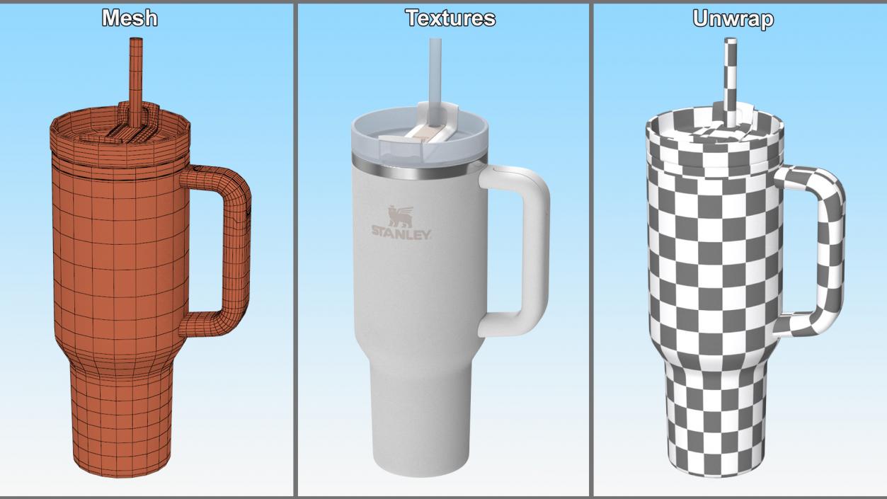 Stanley Quencher Travel Tumbler White 2 3D model