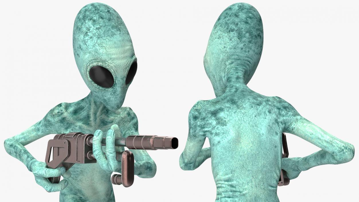 Extraterrestrial Alien Attacking Pose 3D