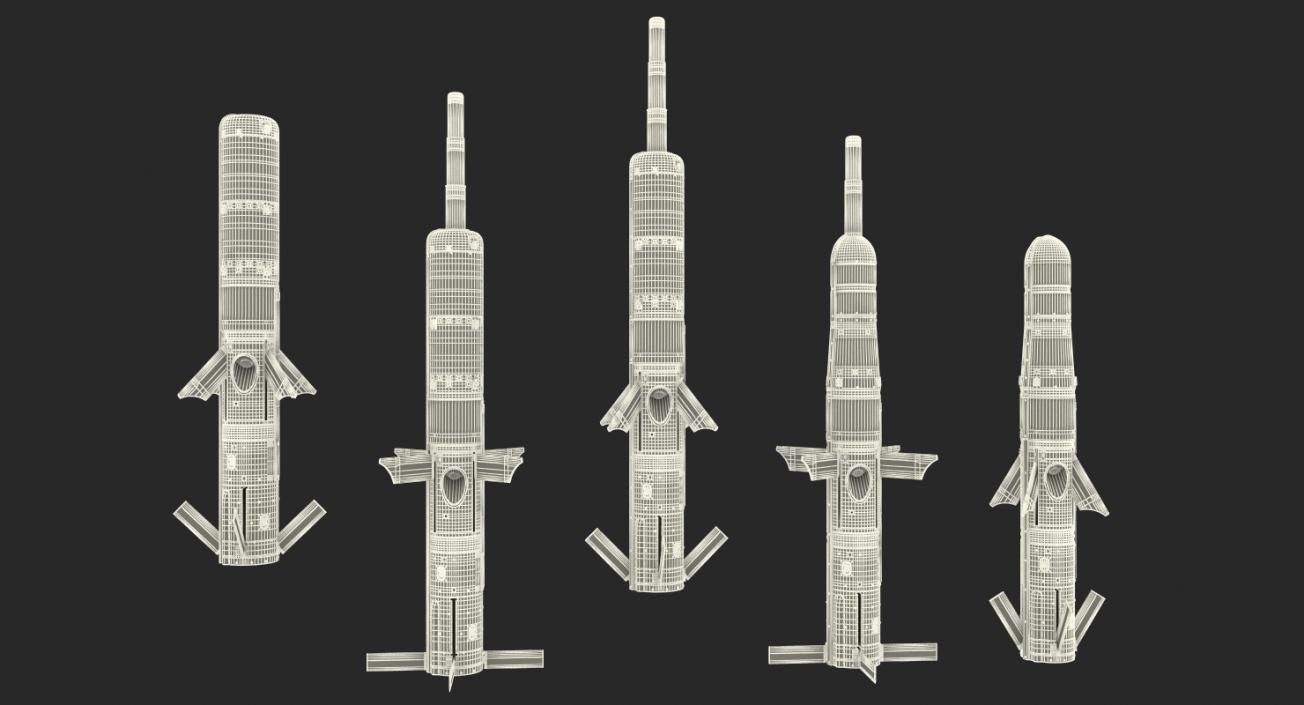 3D model TOW Missiles Rigged Collection