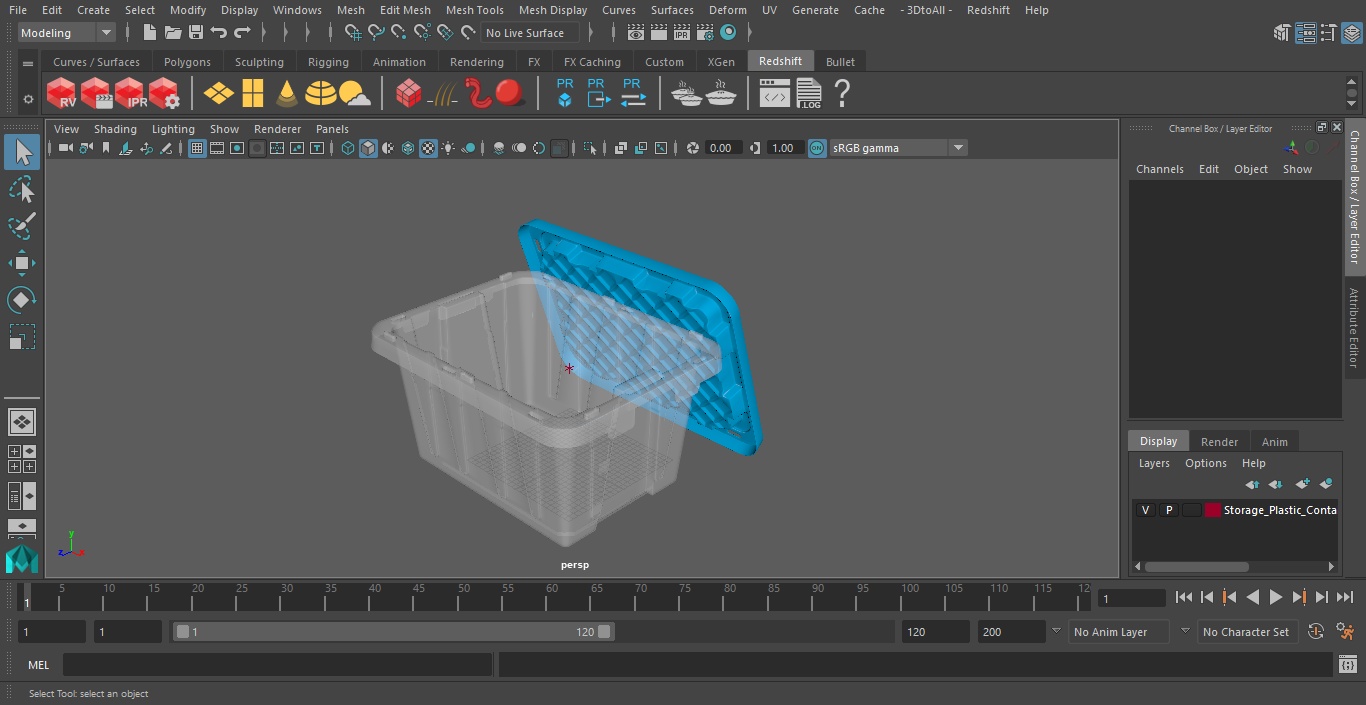 Storage Plastic Container with Lid 3D model