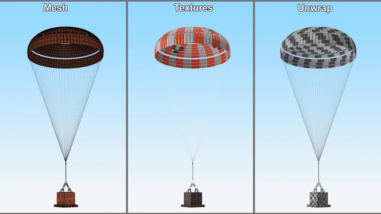 3D Elevating Parachute System Single for NASA Cargo model