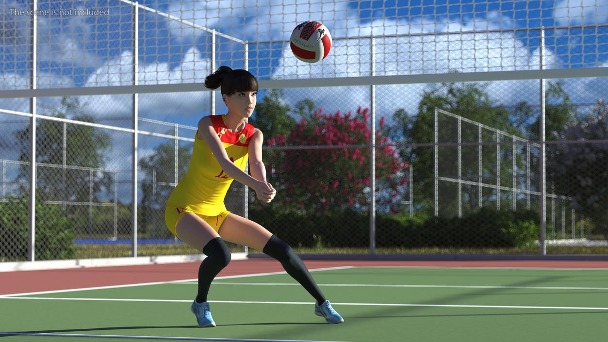 Young Chinese Woman Volleyball Player 3D