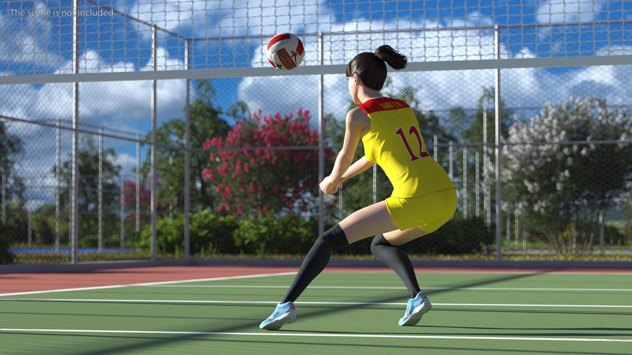 Young Chinese Woman Volleyball Player 3D