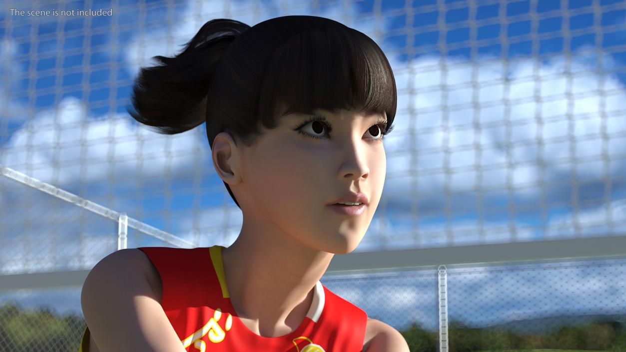 Young Chinese Woman Volleyball Player 3D