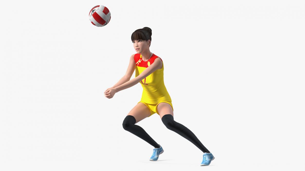 Young Chinese Woman Volleyball Player 3D