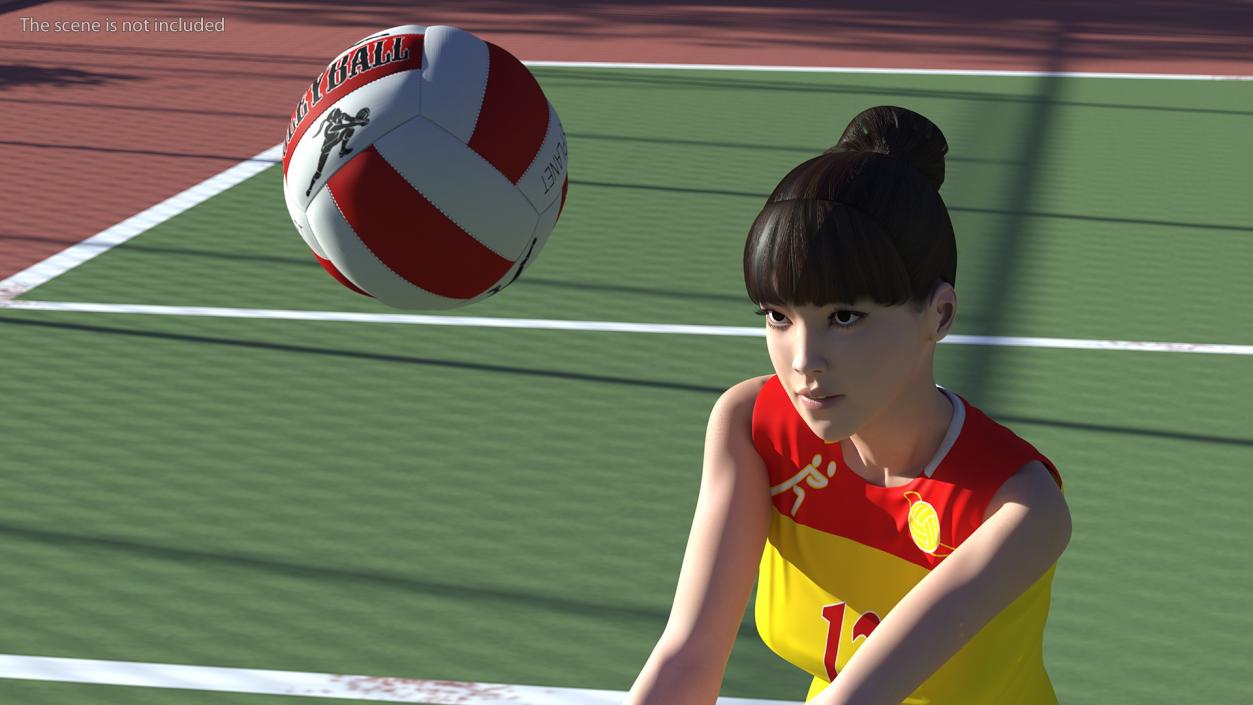 Young Chinese Woman Volleyball Player 3D