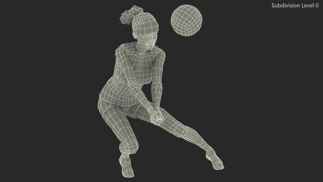 Young Chinese Woman Volleyball Player 3D