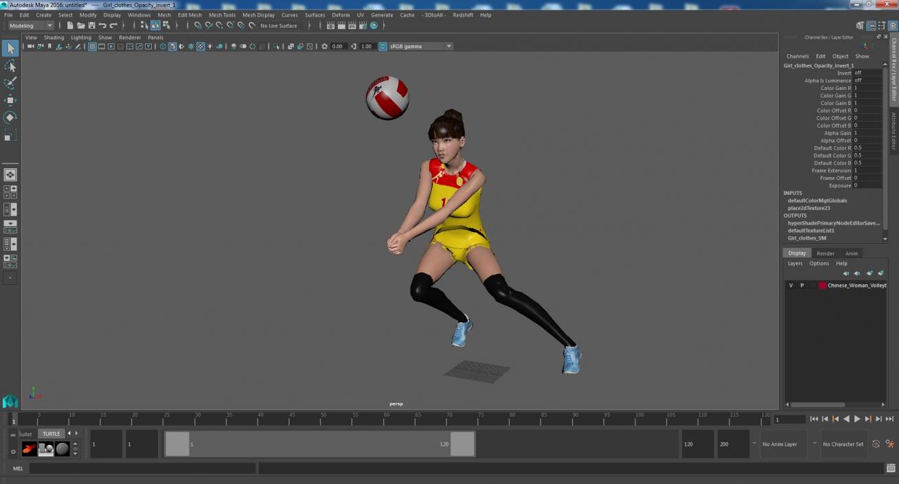 Young Chinese Woman Volleyball Player 3D