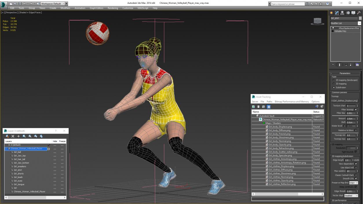 Young Chinese Woman Volleyball Player 3D