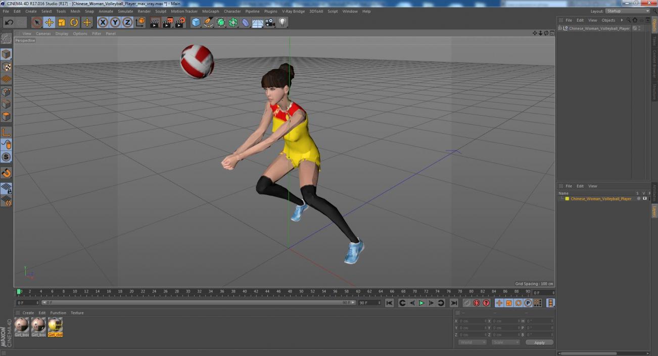 Young Chinese Woman Volleyball Player 3D