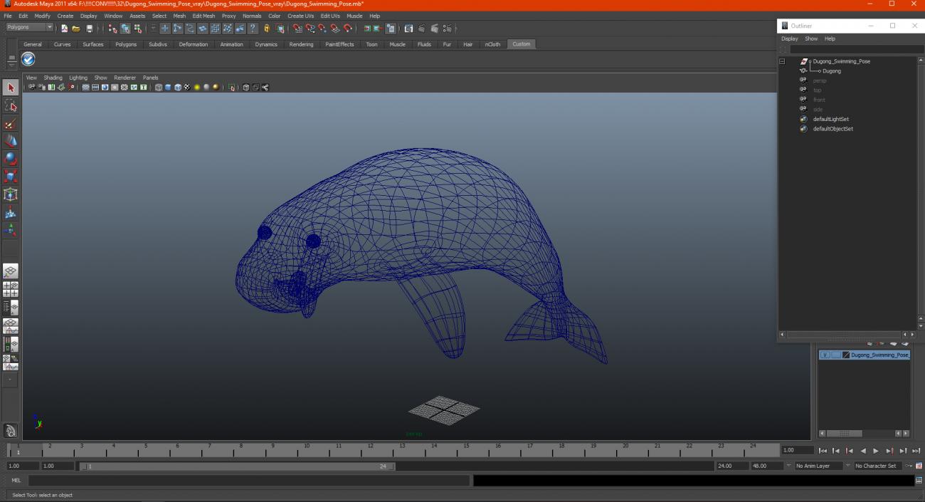 3D model Dugong Swimming Pose