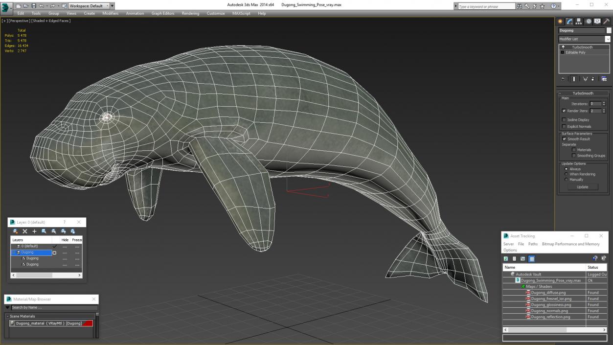 3D model Dugong Swimming Pose