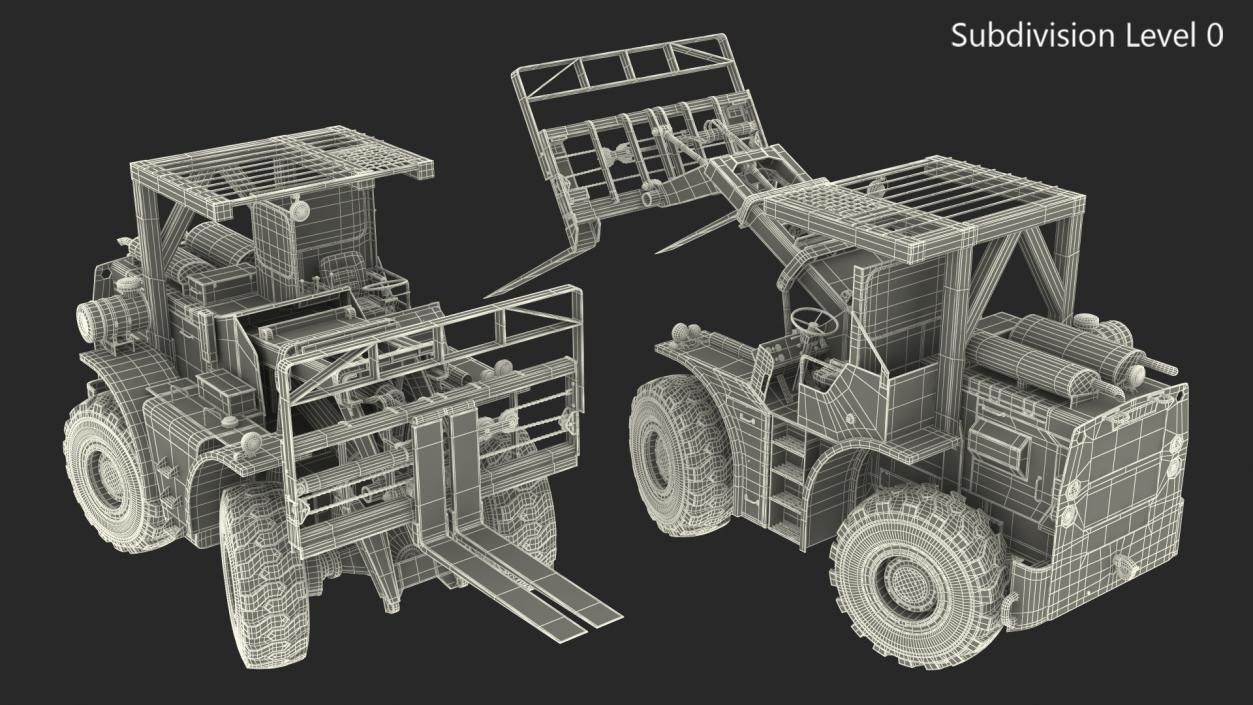 Pettibone Rough Terrain Camouflage Military Forklift Rigged 3D model