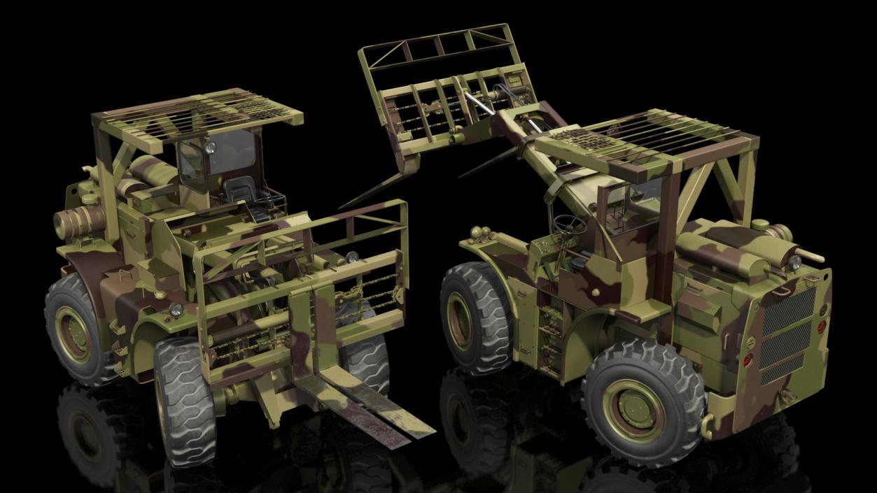 Pettibone Rough Terrain Camouflage Military Forklift Rigged 3D model