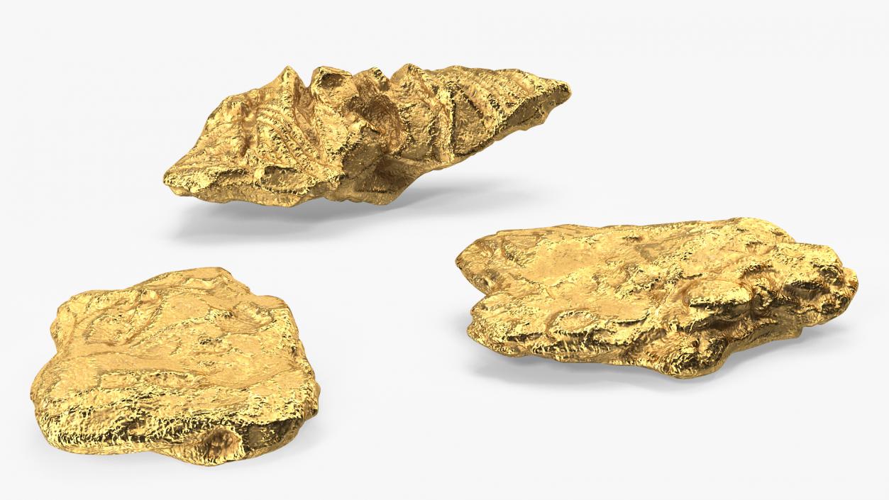 Gold Natural Minerals Small Stones 3D model