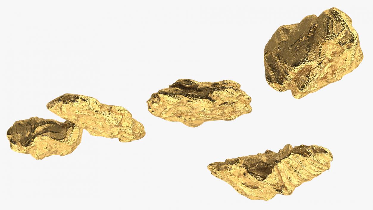 Gold Natural Minerals Small Stones 3D model