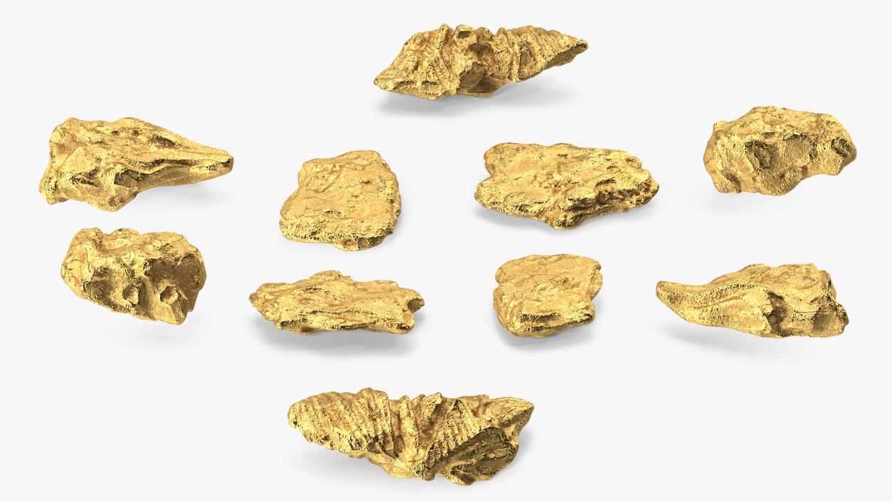 Gold Natural Minerals Small Stones 3D model