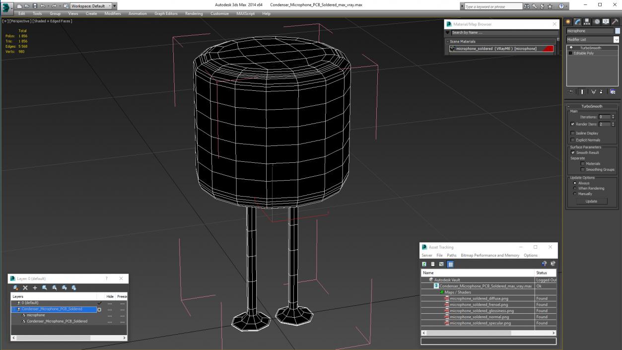 3D Condenser Microphone PCB Soldered model