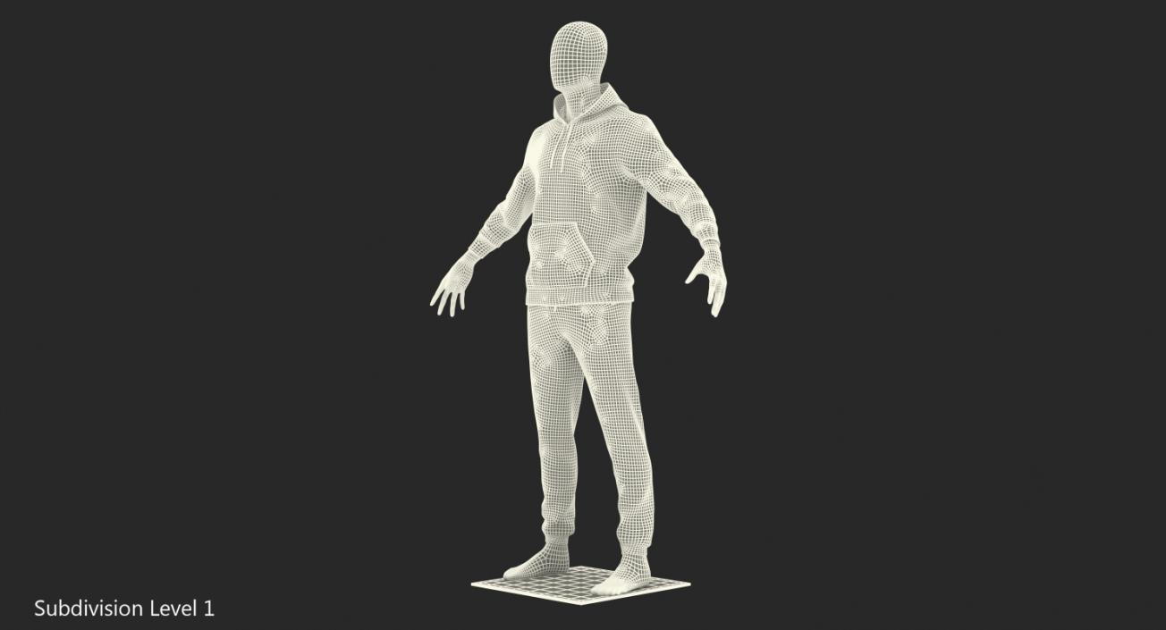 3D Sportswear Suit Lowered Hood on Mannequin