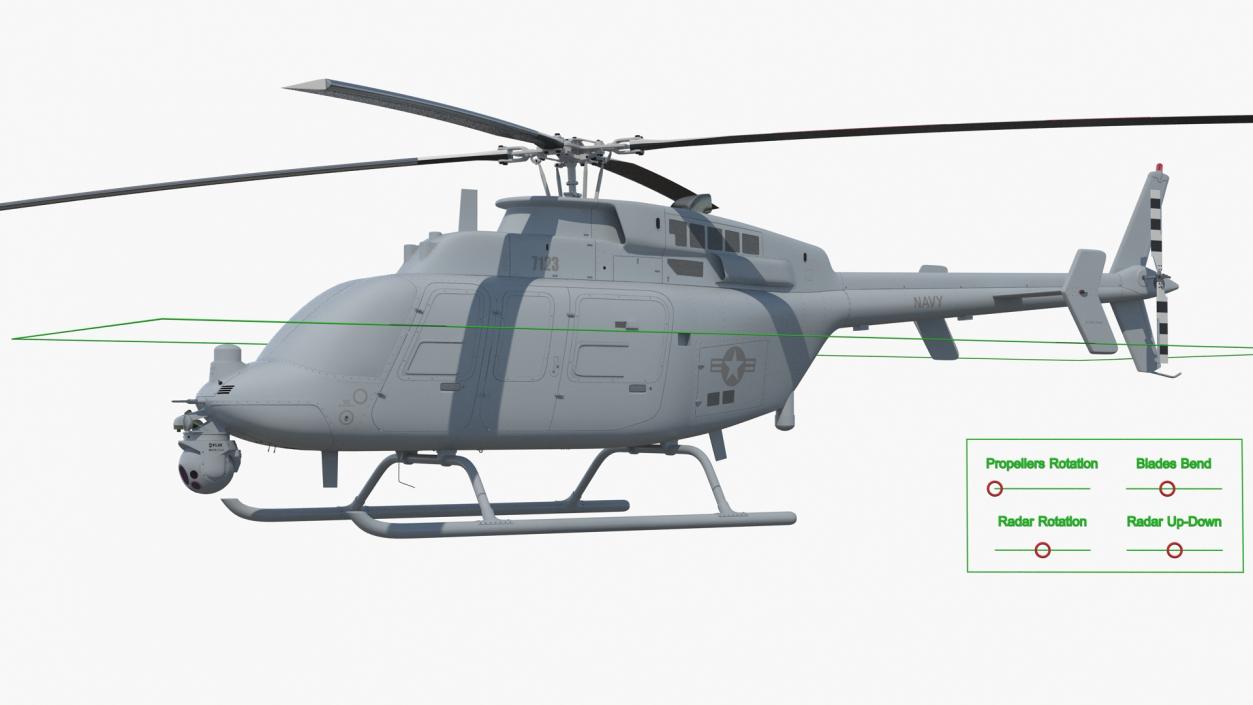 3D model Northrop Grumman MQ-8C Fire Scout Unmanned Helicopter Rigged