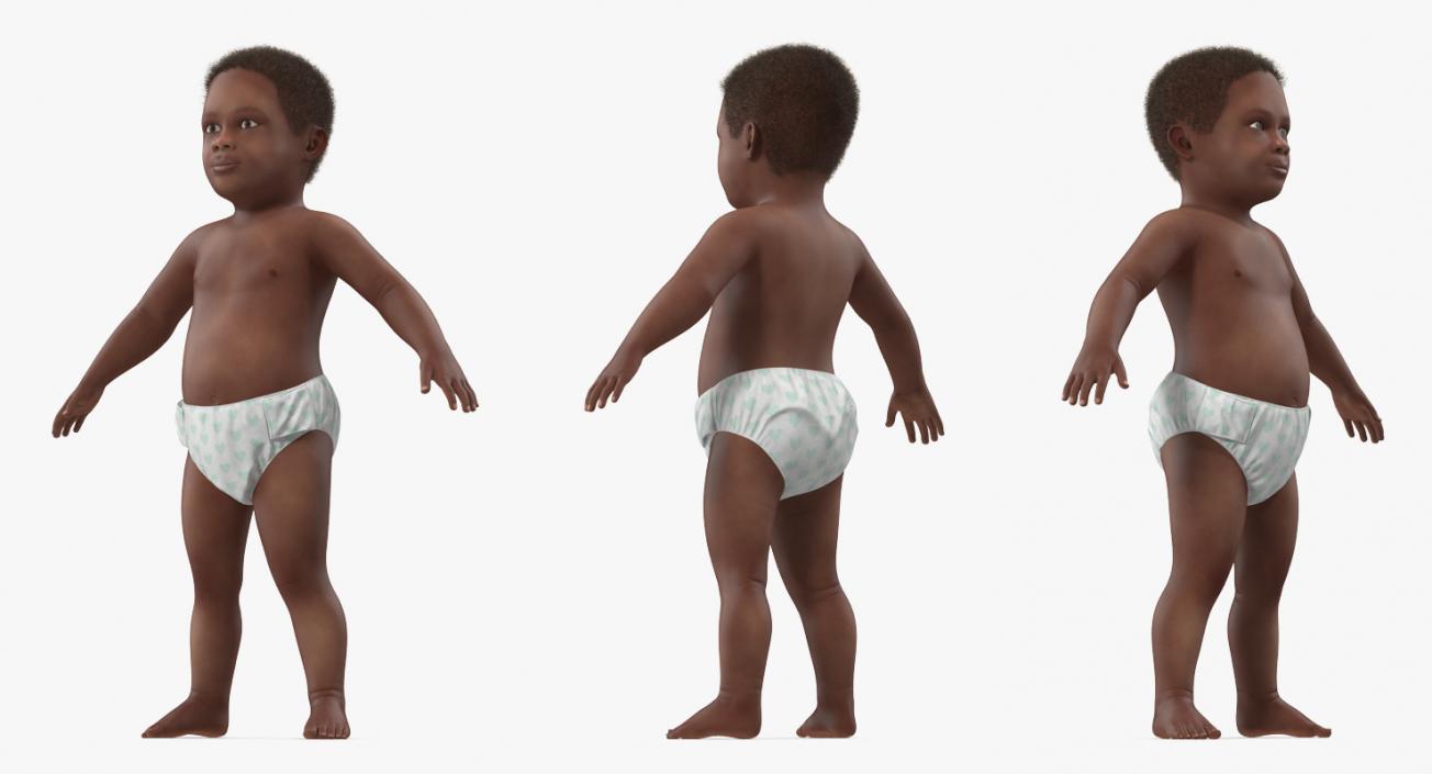 3D model African American Baby with Fur