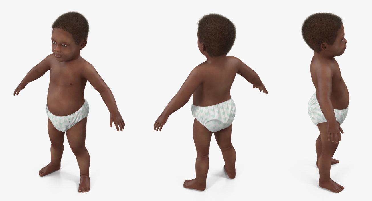 3D model African American Baby with Fur