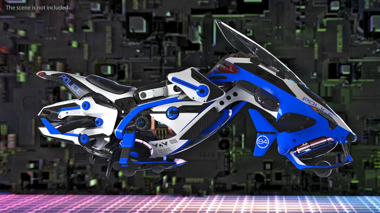 Scifi Fly Motorcycle Police 3D