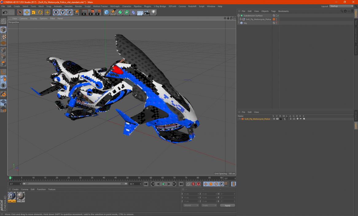 Scifi Fly Motorcycle Police 3D