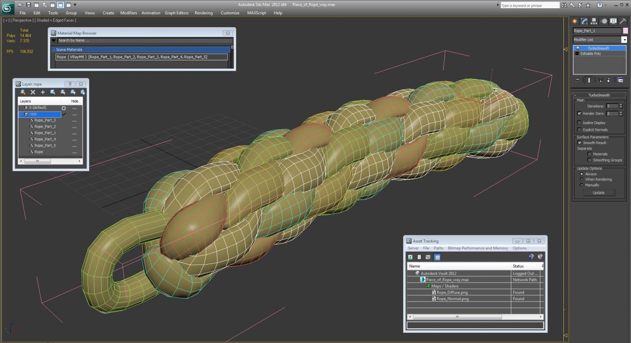 3D Piece of Rope model