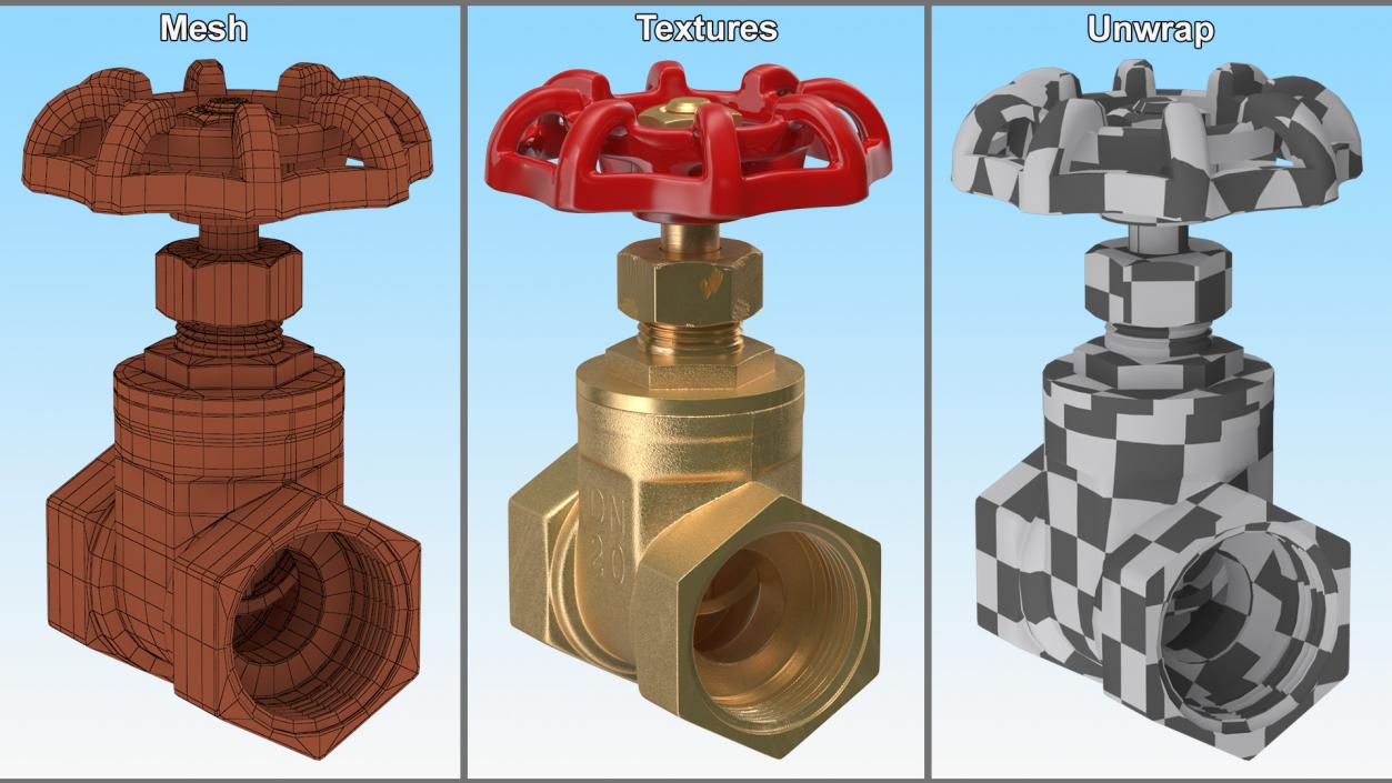 Bronze Gate Valve 3D