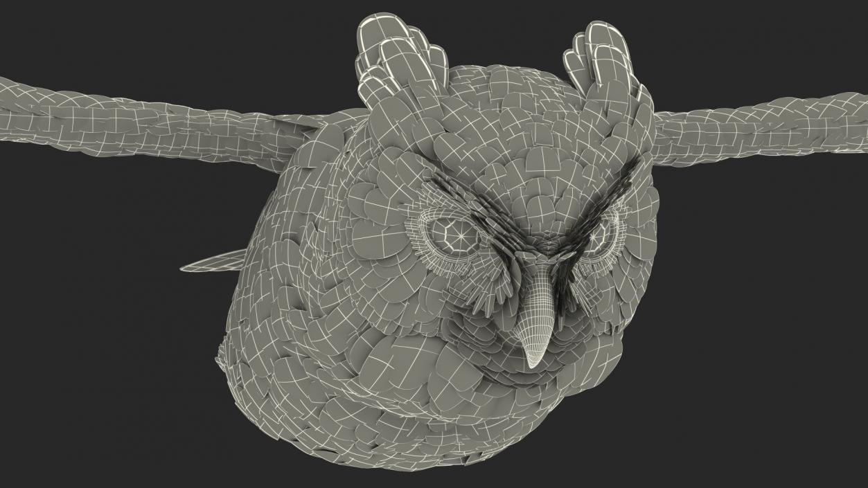 3D Great Horned Owl Flying Pose model