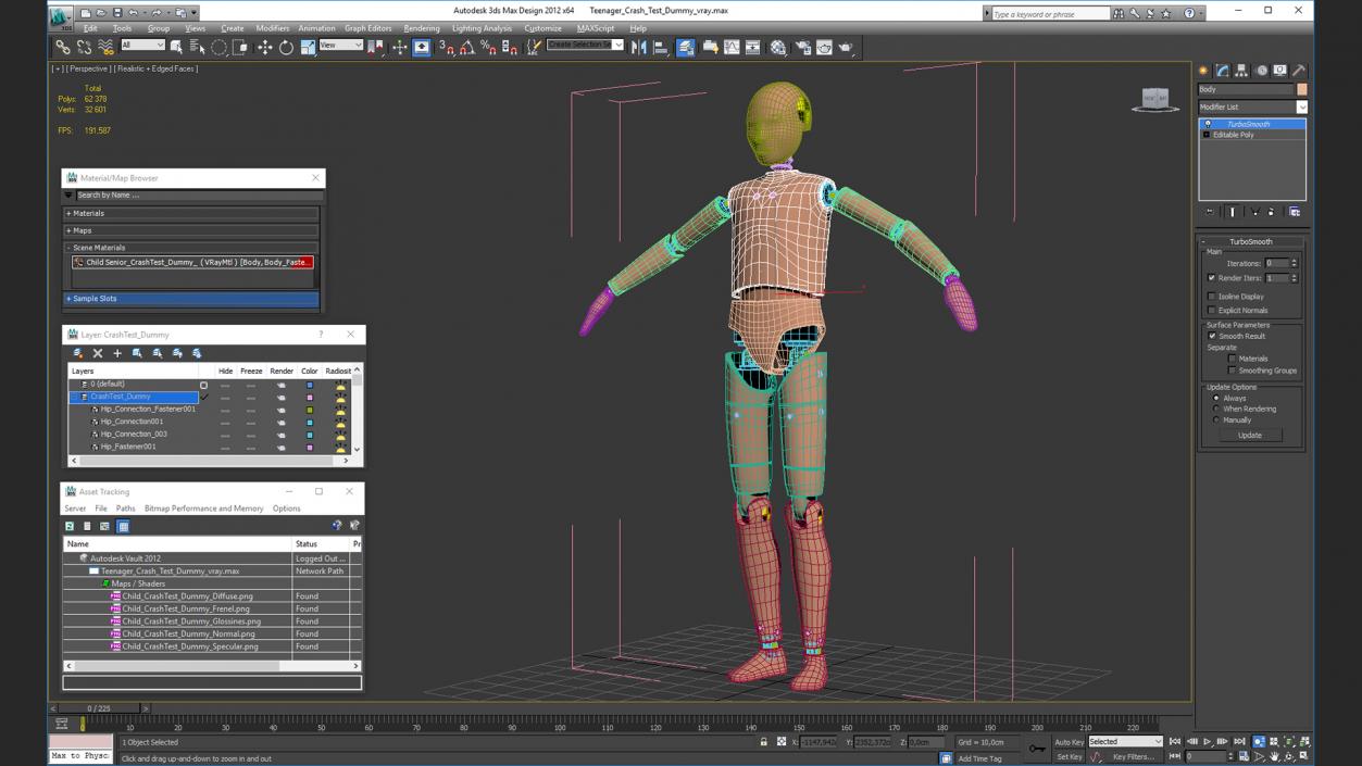 3D model Teenager Crash Test Dummy