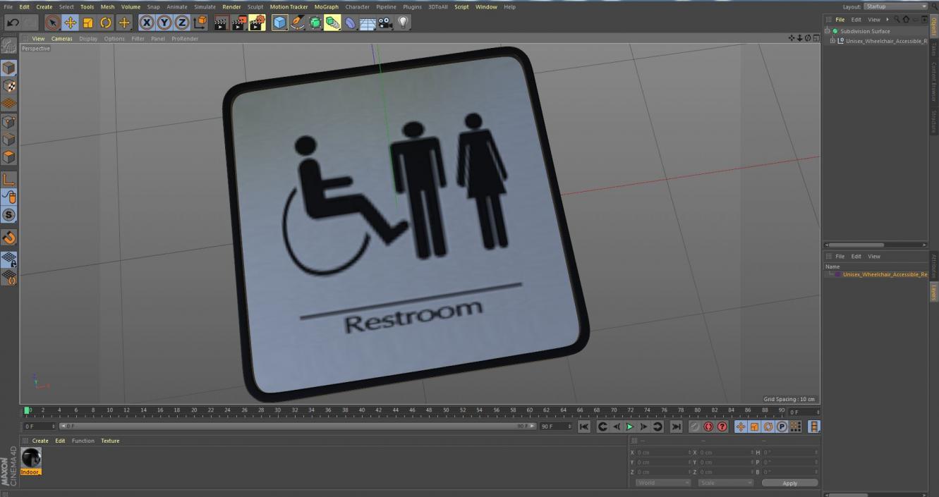 3D Unisex Wheelchair Accessible Restrooms Sign model