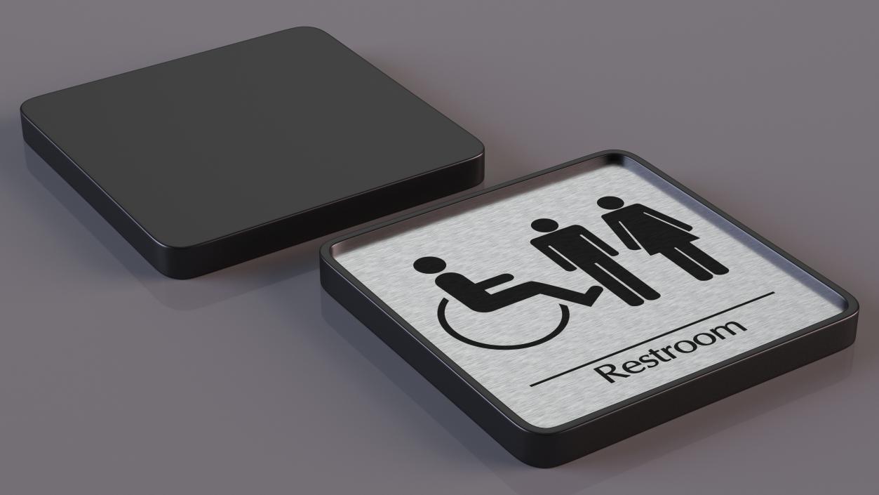 3D Unisex Wheelchair Accessible Restrooms Sign model