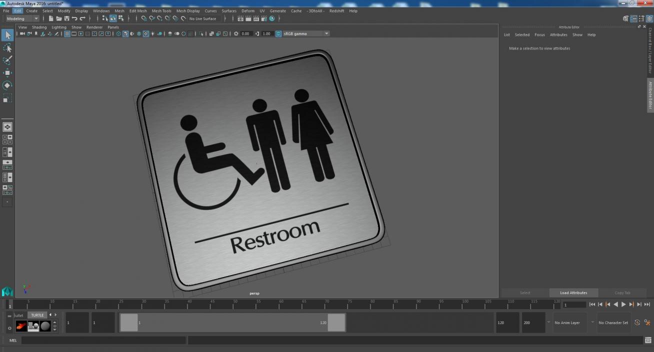 3D Unisex Wheelchair Accessible Restrooms Sign model