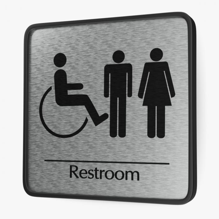 3D Unisex Wheelchair Accessible Restrooms Sign model