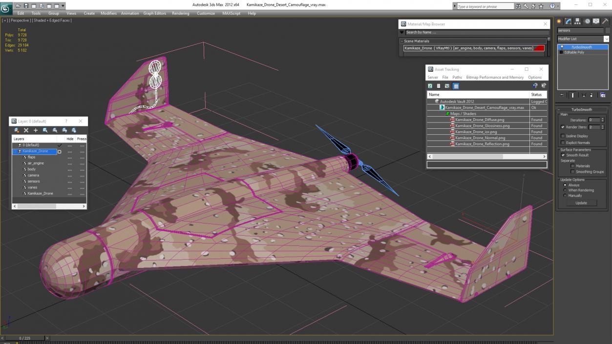 Kamikaze Drone Desert Camouflage 3D