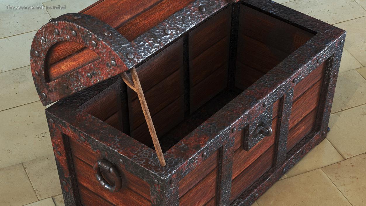 3D Ancient Wooden Chest Empty