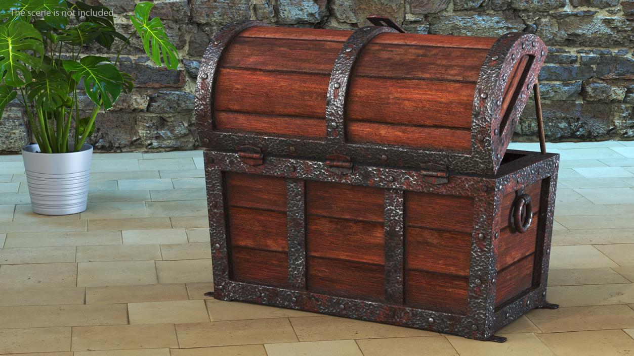 3D Ancient Wooden Chest Empty