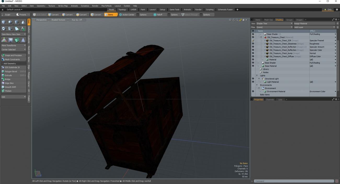 3D Ancient Wooden Chest Empty