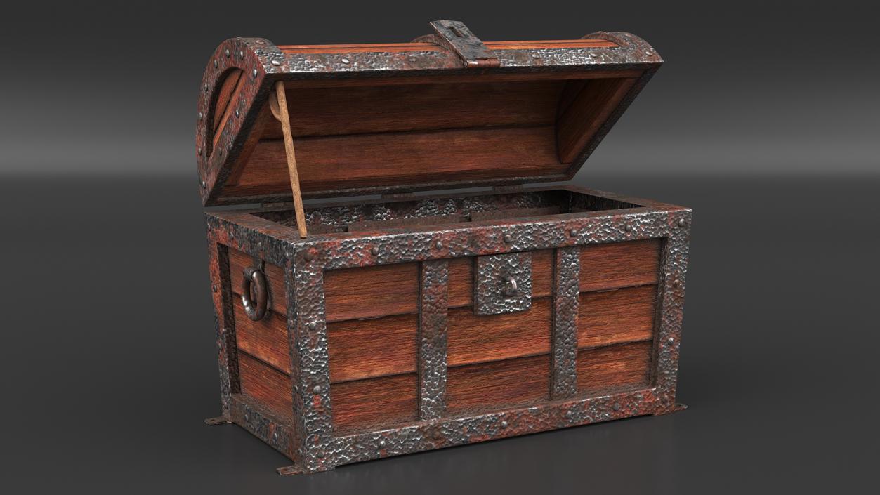 3D Ancient Wooden Chest Empty